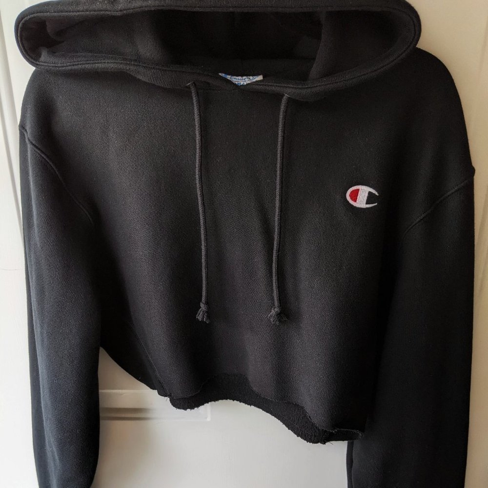 Black XS Champion Reverse Weave Cropped Hoodie